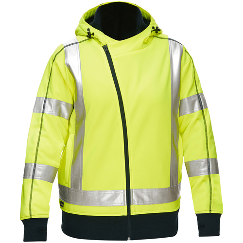 Bisley&reg; X-Back Women's Contoured Full Zip Hooded Sweatshirt with Sherpa Lining, Small, High Visibility Lime-Yellow Infinity Industrial Services Inc.