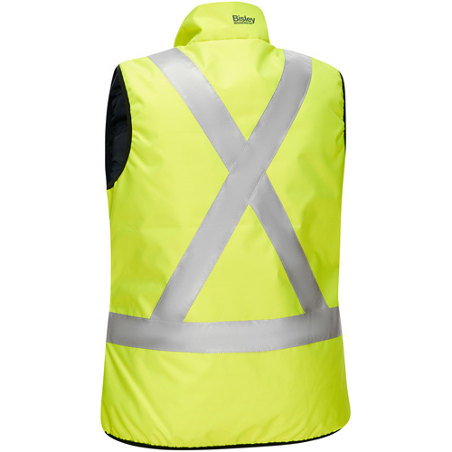 Veste bouffante, enveloppante et r&eacute;versible avec X au dos Bisley pour femmes, Jaune lime haute visibilit&eacute;, Petit, Polyester Infinity Industrial Services Inc.