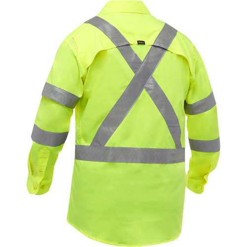 Bisley&reg; X-Back Long Sleeve Work Shirt with X-Airflow, Poly-Cotton, Small, High Visibility Lime-Yellow Infinity Industrial Services Inc.