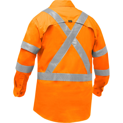 Chemise de travail &agrave; manches longues et X au dos Bisley avec X-Airflow, Poly-coton, Petit, Orange haute visibilit&eacute; Infinity Industrial Services Inc.