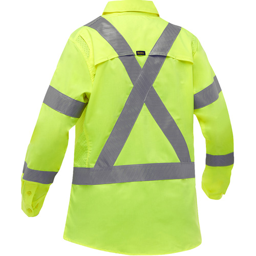 Bisley&reg; X-Back Women's Long Sleeve Work Shirt with X-Airflow, Poly-Cotton, Small, High Visibility Lime-Yellow Infinity Industrial Services Inc.