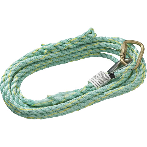 VL-1115-25 Cordage de s&eacute;curit&eacute; vertical avec mousqueton d'ancrage &agrave; une extr&eacute;mit&eacute; & &eacute;clisse dorsale d'extr&eacute;mit&eacute; &agrave; la traîne, Copolym&egrave;re Infinity Industrial Services Inc.