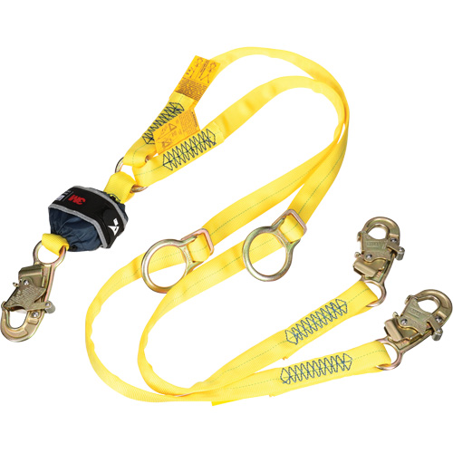Twin-Leg Tie-Back Web Shock-Absorbing Lanyard, 6', Snap Hook Center, Snap Hook Leg Ends, Polyester Infinity Industrial Services Inc.