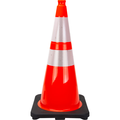 C&ocirc;ne de signalisation de premi&egrave;re qualit&eacute;, 28", Orange, Bande(s) r&eacute;fl&eacute;chissante(s) 4" & 6" Infinity Industrial Services Inc.