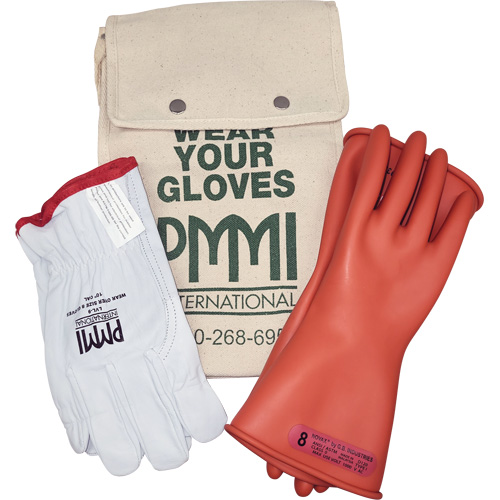 Rubber Electrical Insulating Glove Kit, ASTM Class 0, Size 8, 11" L Infinity Industrial Services Inc.