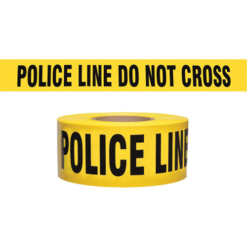Ruban pour barricade de calibre entrepreneur "Police Line Do Not Cross", Anglais, 3" la x 1000' lo, 2 mils, Noir sur jaune Infinity Industrial Services Inc.