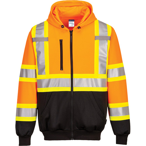 Contrast-Striped Safety Hoodie, Small, Black/High Visibility Orange Infinity Industrial Services Inc.