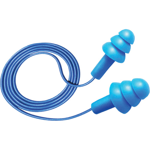 Bouchons d'oreilles d&eacute;tectables et r&eacute;utilisables Hush 50-25, Avec cordon, Taille unique, Vrac - Boîte, NRR dB 25 Infinity Industrial Services Inc.