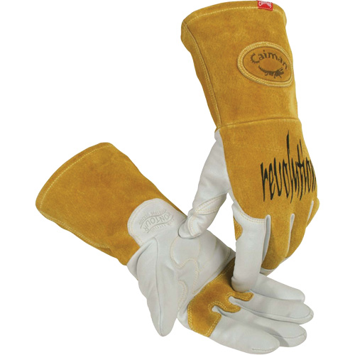 Caiman&reg; Premium TIG/MIG Welder's Gloves with FR Insulated Split Cowhide Back, Grain Goatskin, Size Medium Infinity Industrial Services Inc.