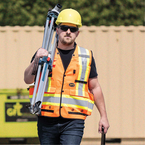 6680 Veste d'arpenteur antimicrobienne haute visibilit&eacute; avec dos en maille, Orange haute visibilit&eacute;, Petit, Polyester Infinity Industrial Services Inc.