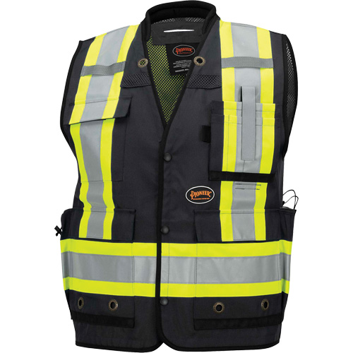 6679 High-Visibility Antimicrobial Mesh-Back Surveyor Vest, Black, Small, Polyester Infinity Industrial Services Inc.