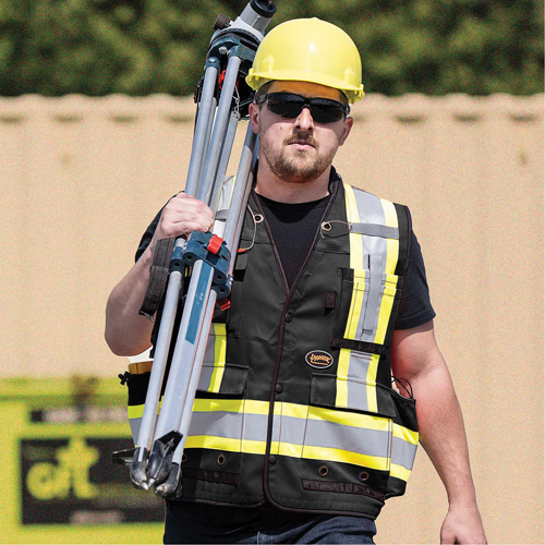 6679 High-Visibility Antimicrobial Mesh-Back Surveyor Vest, Black, Small, Polyester Infinity Industrial Services Inc.