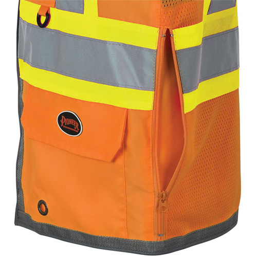 Pioneer Mesh Back Zip Front Surveyor Safety Vest, High Visibility Orange, Small, Polyester Infinity Industrial Services Inc.