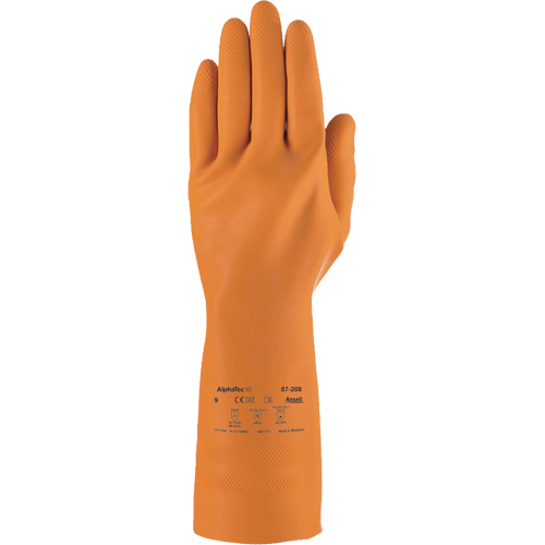 AlphaTec&reg; 87-208 Heavy-Duty Chemical-Resistant Gloves, Size 7, 12.8" L, Rubber Latex, Cotton/Flock-Lined Inner Lining, 29.5-mil Infinity Industrial Services Inc.