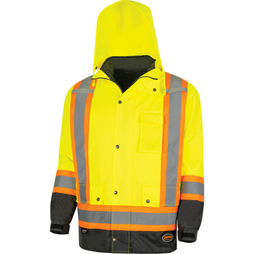 5057 Pioneer&reg; Yukon 7-in-1 Waterproof Winter Safety Parka, Polyester, Black/High Visibility Lime-Yellow, X-Small Infinity Industrial Services Inc.