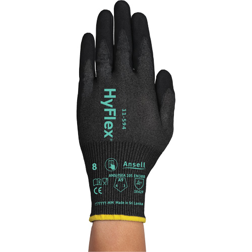 Gants r&eacute;sistants &agrave; la coupe HYFLEX 11-594, Taille T-Grand/10, Calibre 18, Rev&ecirc;tement Nitrile, Enveloppe en PEHP/Intercept, ASTM ANSI niveau A9/EN 388 niveau F Infinity Industrial Services Inc.