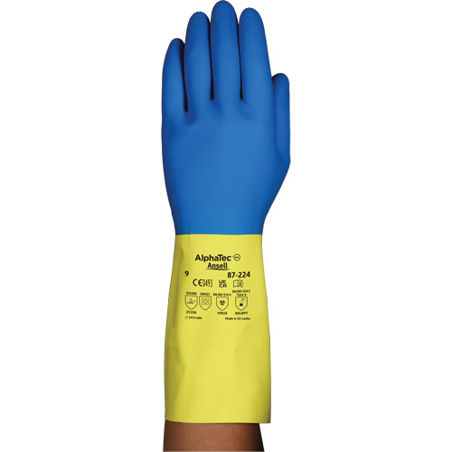 Gants r&eacute;sistants aux produits chimiques AlphaTec 87-224, Taille 7, 12,8" lo, N&eacute;opr&egrave;ne/Latex de caoutchouc, Doublure en Coton/Ouat&eacute;e, 26,8 mils Infinity Industrial Services Inc.
