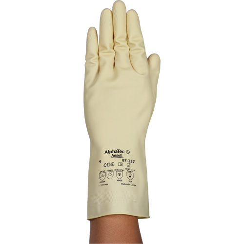 Gants naturels et l&eacute;gers AlphaTec 87-137, Taille 7, 11,8" lo, Latex de caoutchouc, 16 mils Infinity Industrial Services Inc.