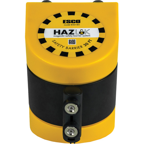 Syst&egrave;me de barri&egrave;re de s&eacute;curit&eacute; HAZLOK, Plastique, Fixation magn&eacute;tique, 30', Ruban Noir et jaune Infinity Industrial Services Inc.