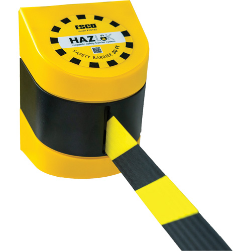 Syst&egrave;me de barri&egrave;re de s&eacute;curit&eacute; HAZLOK, Plastique, Fixation magn&eacute;tique, 30', Ruban Noir et jaune Infinity Industrial Services Inc.