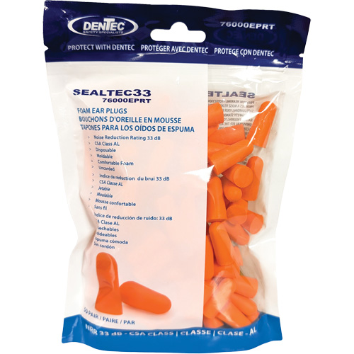 SEALTEC33 Orange Disposable Foam Earplugs, Bulk - Polybag Infinity Industrial Services Inc.