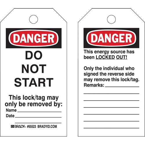 Lockout Tags, Plastic, 3" W x 5-1/2" H, English Infinity Industrial Services Inc.