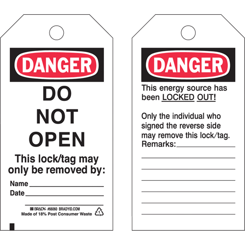 Lockout Tags, Plastic, 3" W x 5-1/2" H, English Infinity Industrial Services Inc.