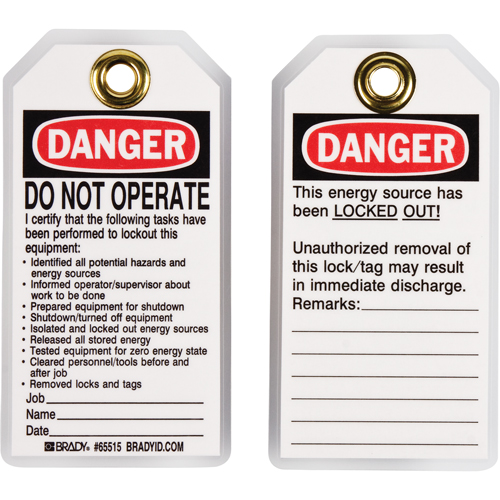 Lockout Tags, Plastic, 3" W x 5-1/2" H, English Infinity Industrial Services Inc.