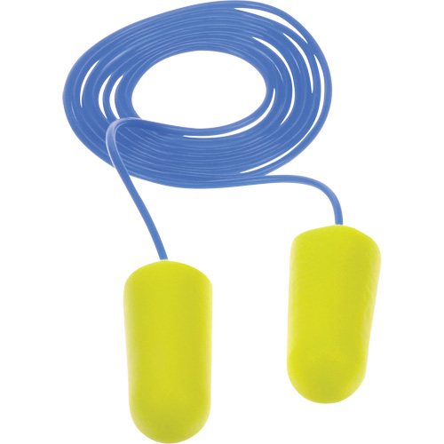 Bouchons d'oreilles n&eacute;on jaune E-A-Rsoft, Vrac - Sac en poly, Avec cordon Infinity Industrial Services Inc.