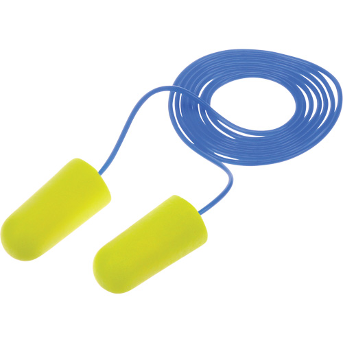 Bouchons d'oreilles n&eacute;on jaune E-A-Rsoft, Vrac - Sac en poly, Avec cordon Infinity Industrial Services Inc.