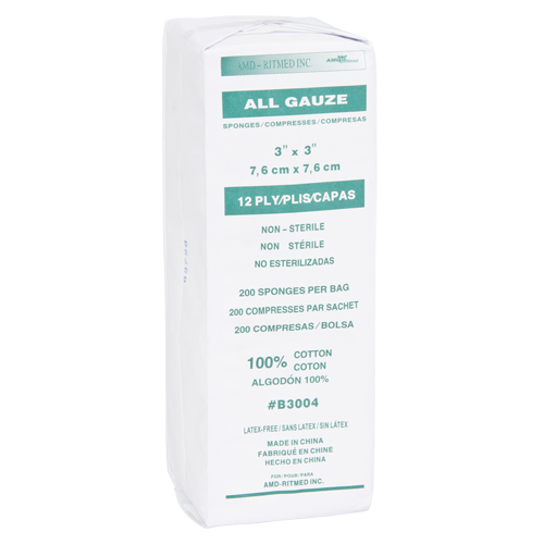 &eacute;ponges de gaze, Tampon, 3" lo x 3" la, Dispositif m&eacute;dical Classe 1 Infinity Industrial Services Inc.