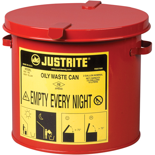 Oily Waste Cans, FM Approved/UL Listed, 2 US gal., Red Infinity Industrial Services Inc.