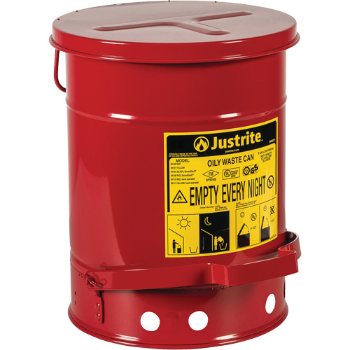 Oily Waste Cans, FM Approved/UL Listed, 6 US Gal., Red Infinity Industrial Services Inc.