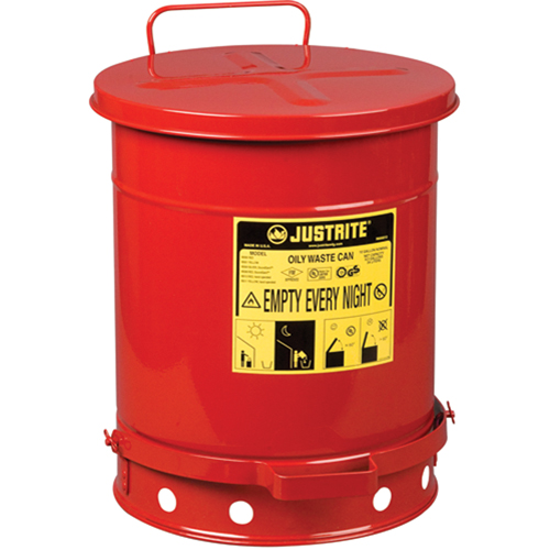 Oily Waste Cans, FM Approved/UL Listed, 10 US gal., Red Infinity Industrial Services Inc.