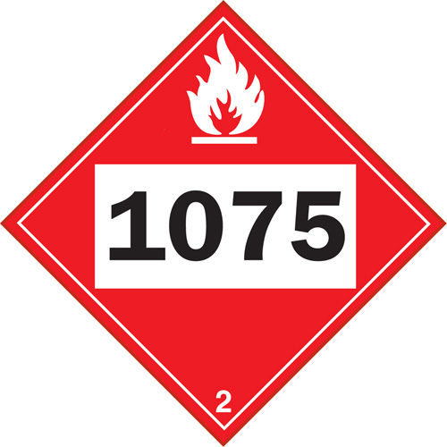 Plaque-&eacute;tiquette TMD 1075 pour gaz inflammable oxyg&egrave;ne liqu&eacute;fi&eacute;, Plastique Infinity Industrial Services Inc.