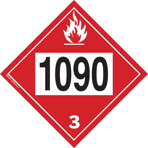 Plaque-&eacute;tiquette TMD 1090 pour liquide inflammable ac&eacute;tone, Plastique Infinity Industrial Services Inc.