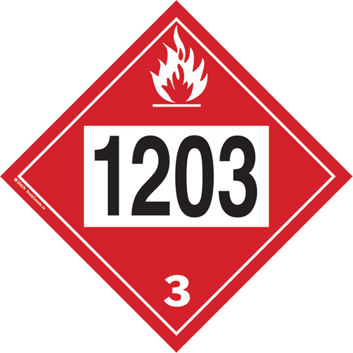 Plaque-&eacute;tiquette TMD 1203 pour liquide inflammable essence & essence-alcohol, Plastique Infinity Industrial Services Inc.