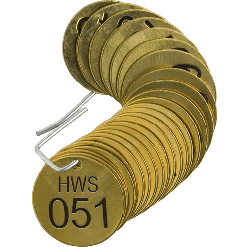 Numbered "HWS" Valve Tags, # 051-075, Brass, 1.5" dia Infinity Industrial Services Inc.