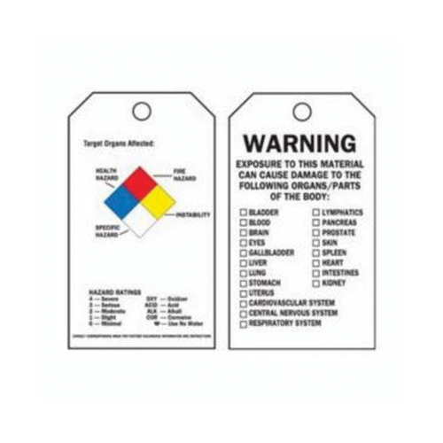 Right-To-Know Tags, Polyester, 3" W x 5-3/4" H, English Infinity Industrial Services Inc.
