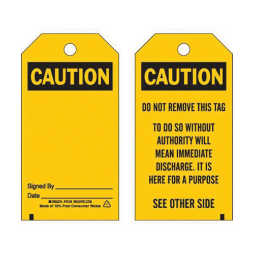 Accident Prevention Tags, Polyester, 3" W x 5-3/4" H, English Infinity Industrial Services Inc.