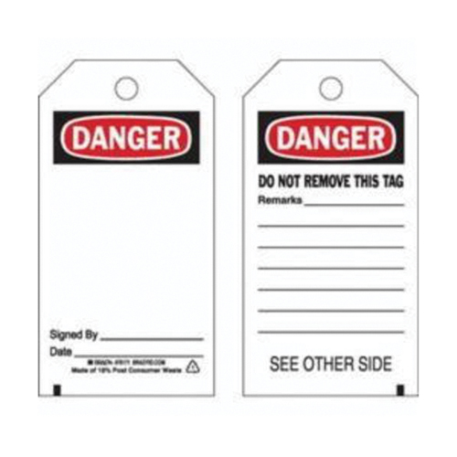 Accident Prevention Tags, Polyester, 3" W x 5-3/4" H, English Infinity Industrial Services Inc.