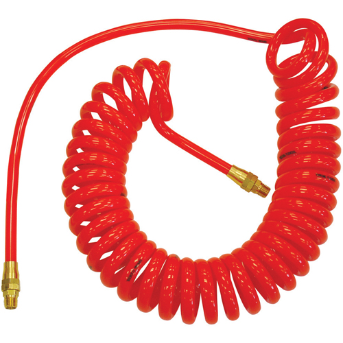Flexcoil Self-Storing Polyurethane Air Hoses With Fittings, Air, 3/8" ID x 15' L, Polyurethane, 140 PSI at 23 °C Infinity Industrial Services Inc.
