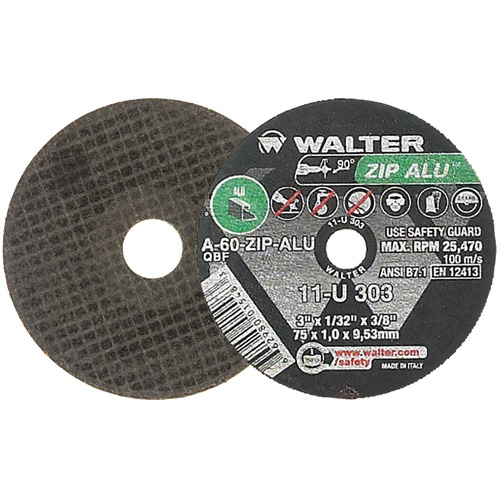Meule ZIP ALU, 3" x 1/32", Arbre de 3/8", Type 1, Oxyde d'aluminium, 25470 Tr/min Infinity Industrial Services Inc.