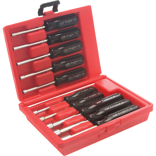 Jeu de tourne-&eacute;crous &agrave; mandrin perc&eacute; avec mallette en plastique rouge, 10 mcx, M&eacute;trique Infinity Industrial Services Inc.