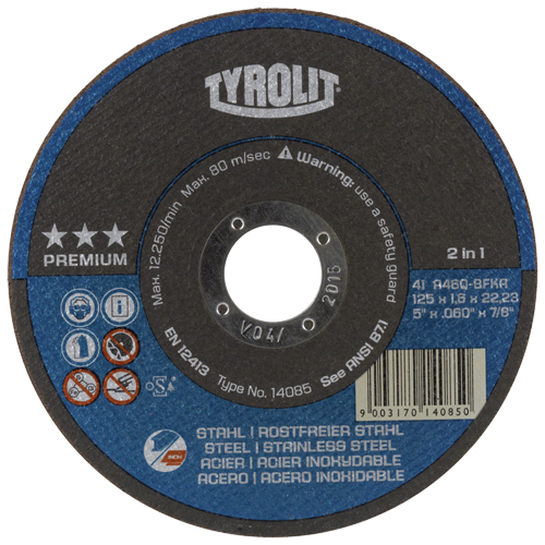 Cutting Disc, 5" x 1/16", 7/8" Arbor, Type 27, Aluminum Oxide, 12250 RPM Infinity Industrial Services Inc.