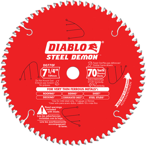 Circular Saw Blade, 7-1/4", 70 Teeth, Metal Use Infinity Industrial Services Inc.