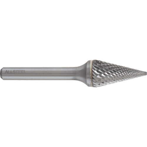 AllSteel Conical Shape Carbide Burr, SM-5, 1/2" Dia., 1/4" Shank, 7/8" Depth of Cut Infinity Industrial Services Inc.
