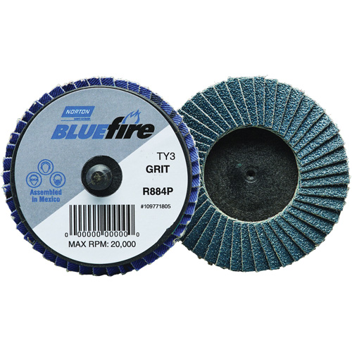 R884P BlueFire&reg; Mini Flap Disc, 3" x Type 27, P40 Grit, Zirconia Alumina Infinity Industrial Services Inc.