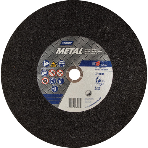 Metal A Chop Saw Cut-Off Wheel, 14" x 3/32", 1" Arbor, Type 01/41, Aluminum Oxide, 4365 RPM Infinity Industrial Services Inc.