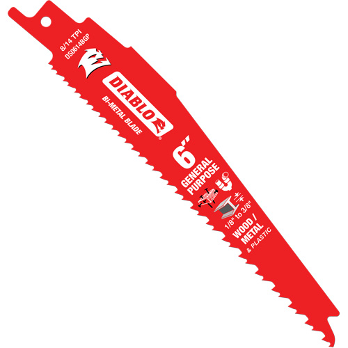 Lame de scie alternative tout usage, Bim&eacute;tal, 8-14 Dents par pouce, 6" lo x 1" la Infinity Industrial Services Inc.